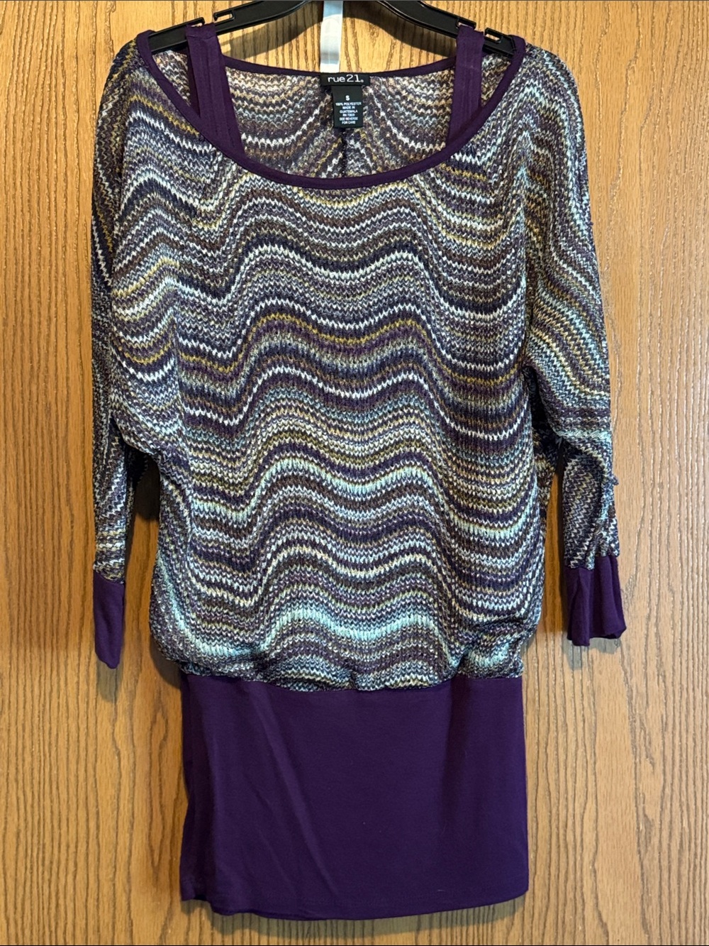 Rue21 Purple Multicolor Wave-Knit Tunic